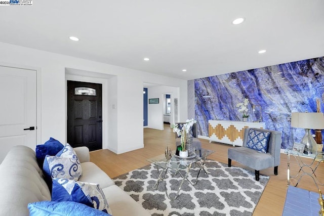 living room with hardwood / wood-style floors