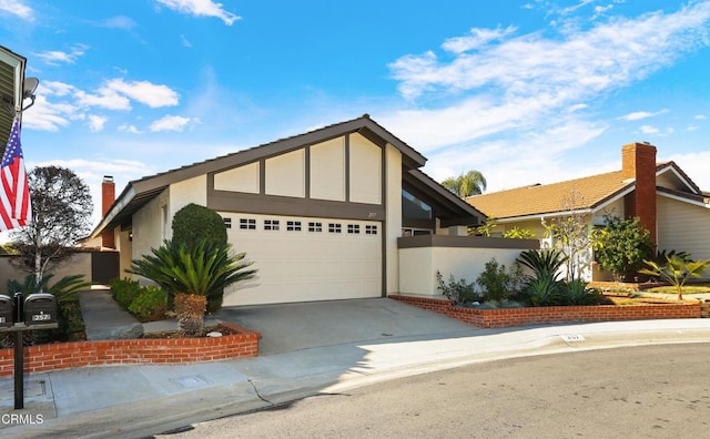 view of front of property with a garage