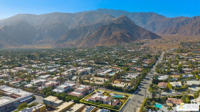 drone / aerial view with a mountain view