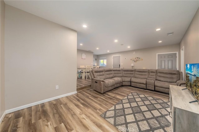 living room featuring wood-type flooring