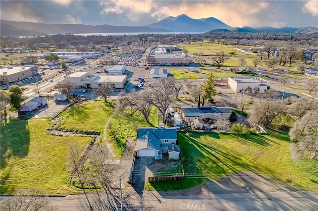 bird's eye view with a mountain view