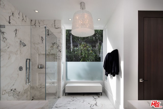 bathroom featuring walk in shower