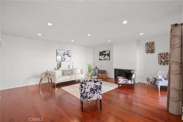 5845 Doverwood Dr Unit 216, Culver City, CA 90230 - living room with recessed lighting, wood finished floors, and a fireplace