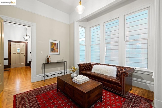 living room with hardwood / wood-style flooring