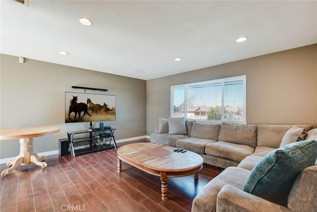 living room with hardwood / wood-style flooring