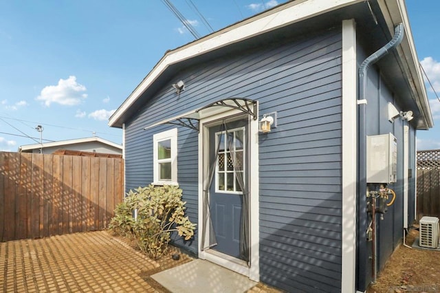 exterior space featuring water heater