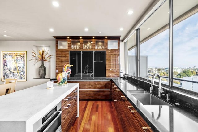 kitchen featuring dark hardwood / wood-style floors and sink