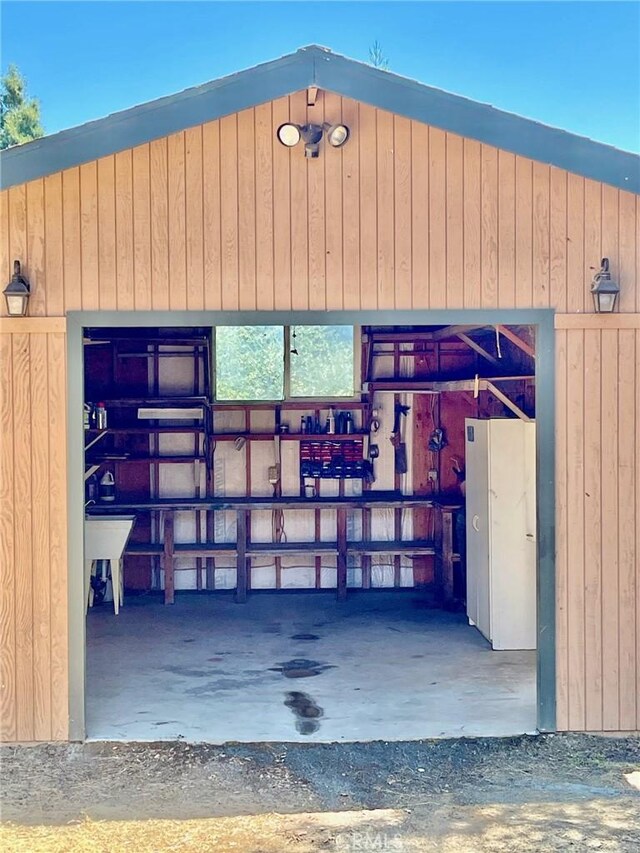 garage with sink