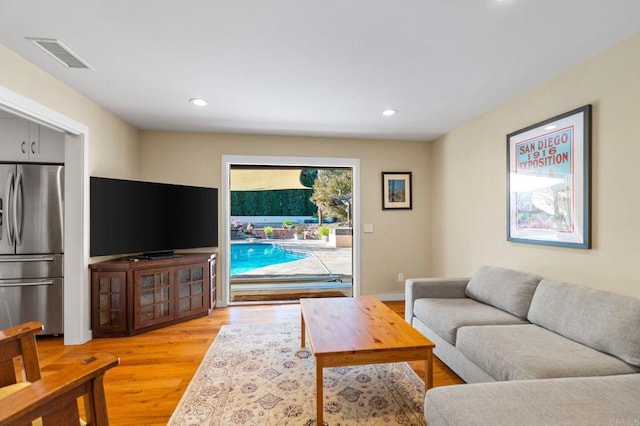 living room with light wood-type flooring