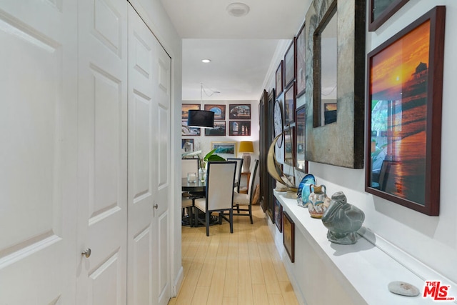 hallway featuring light wood-type flooring