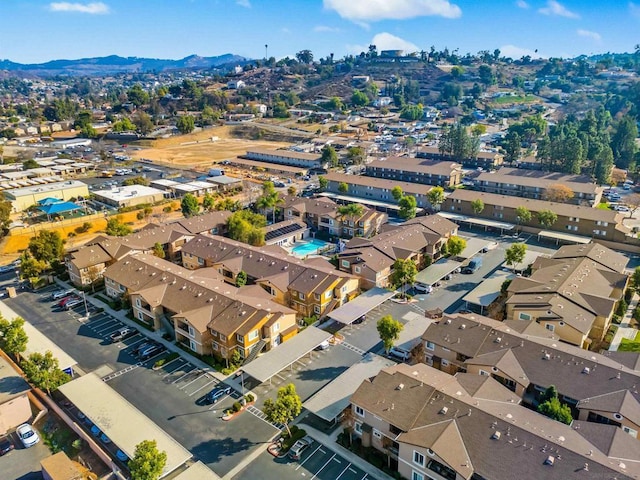 aerial view with a mountain view