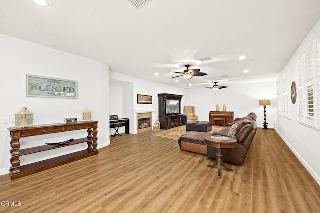 living room featuring light hardwood / wood-style floors