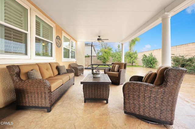 view of patio / terrace featuring outdoor lounge area and ceiling fan