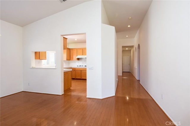 unfurnished living room with light hardwood / wood-style flooring