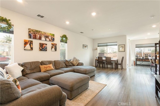 living room featuring hardwood / wood-style flooring