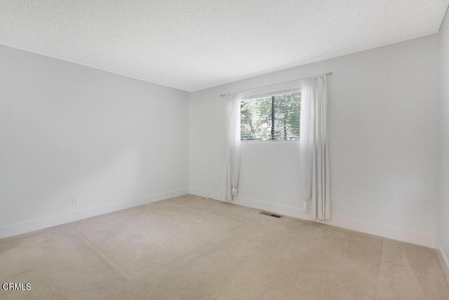 empty room featuring light colored carpet and a textured ceiling