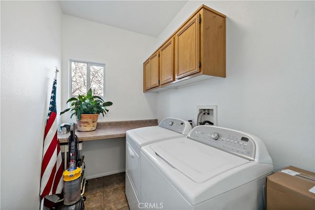 laundry room with cabinet space and washer and clothes dryer