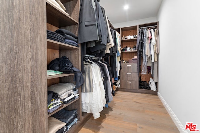 spacious closet with light wood-type flooring