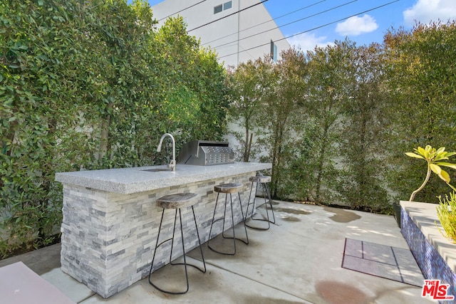 view of patio with an outdoor wet bar