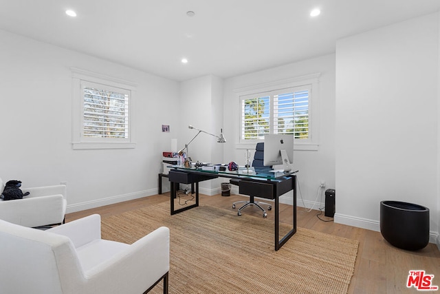 office featuring light hardwood / wood-style floors