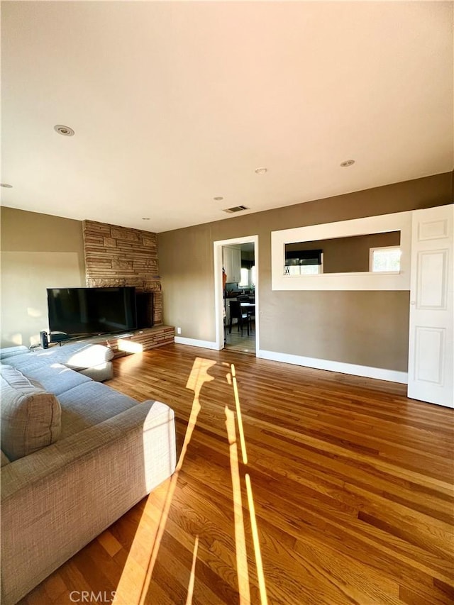 living room with hardwood / wood-style flooring