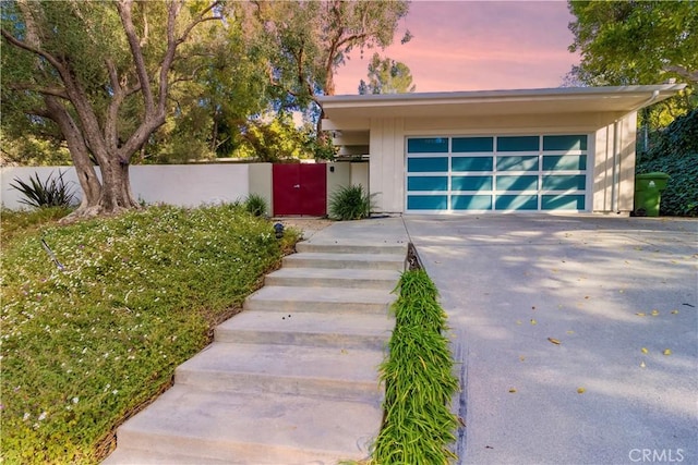 contemporary home with a garage