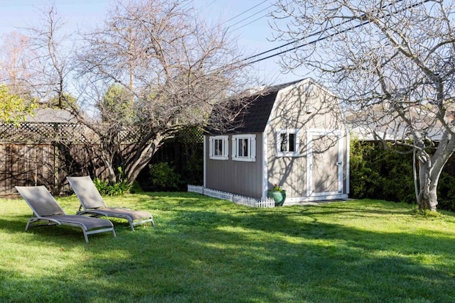 view of yard with a shed