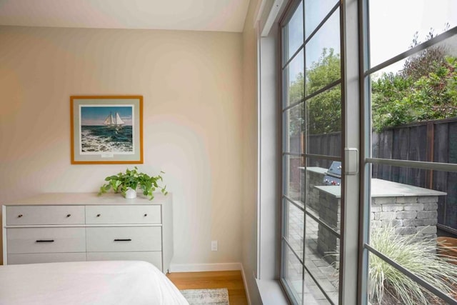 bedroom featuring light hardwood / wood-style flooring