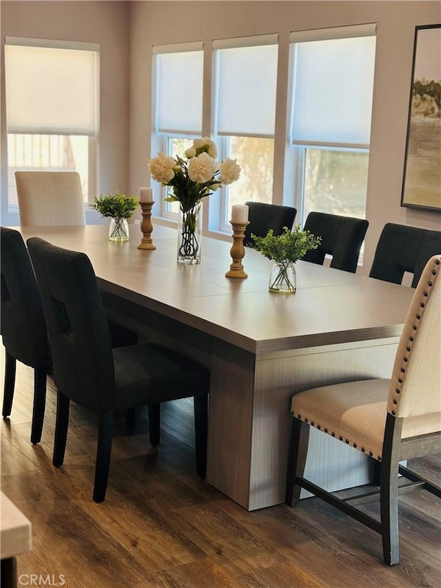 dining area featuring dark hardwood / wood-style flooring