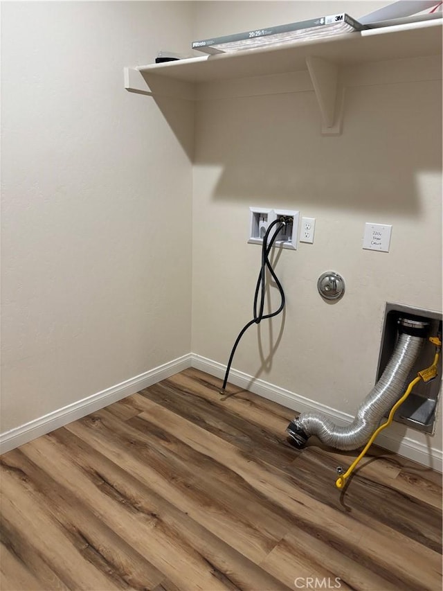 washroom featuring hookup for a washing machine and wood-type flooring