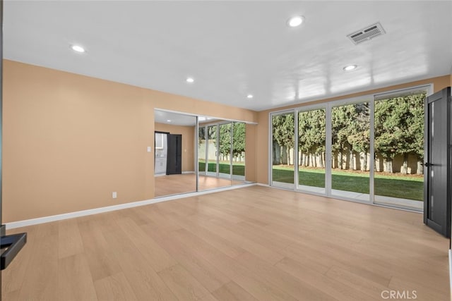 interior space with light hardwood / wood-style floors