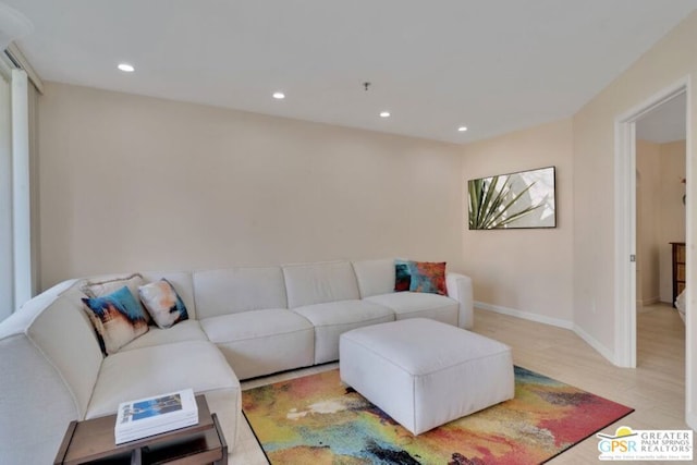 living room featuring light hardwood / wood-style floors