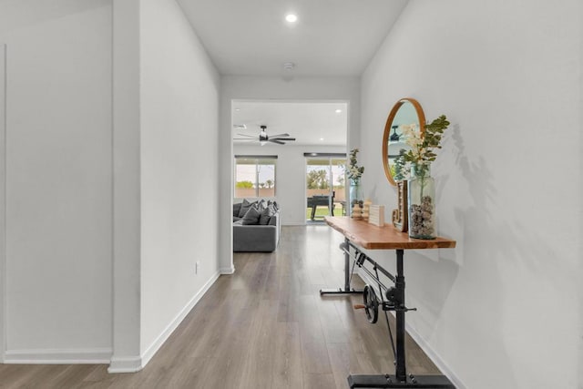 corridor featuring light hardwood / wood-style floors