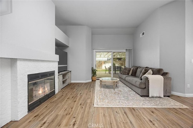 living room featuring light wood-type flooring