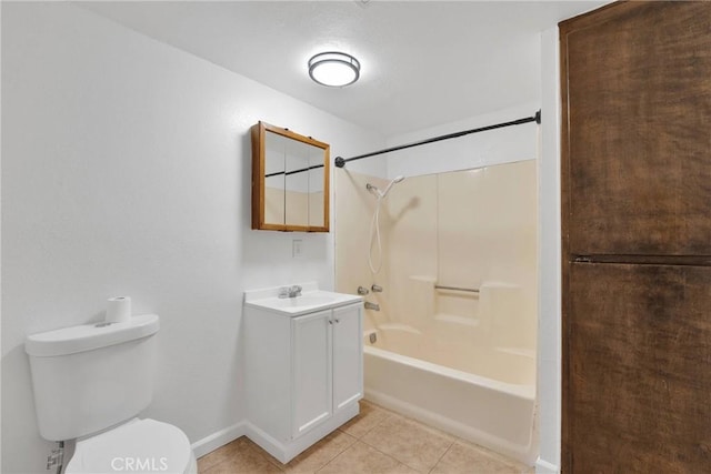 full bathroom featuring tile patterned flooring, vanity, shower / tub combination, and toilet