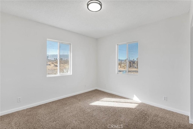 carpeted spare room featuring a textured ceiling