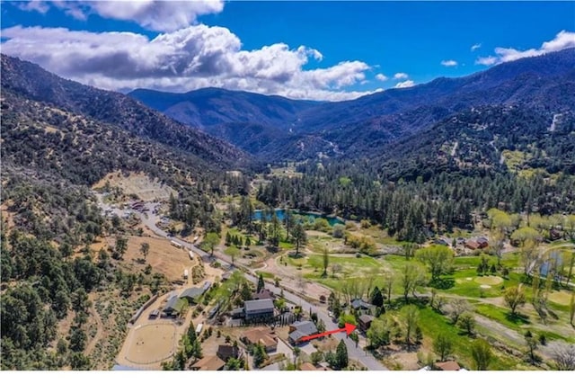 aerial view featuring a mountain view