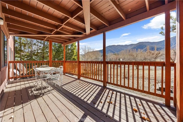 deck with a mountain view