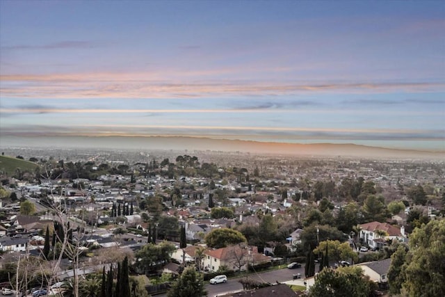 view of aerial view at dusk