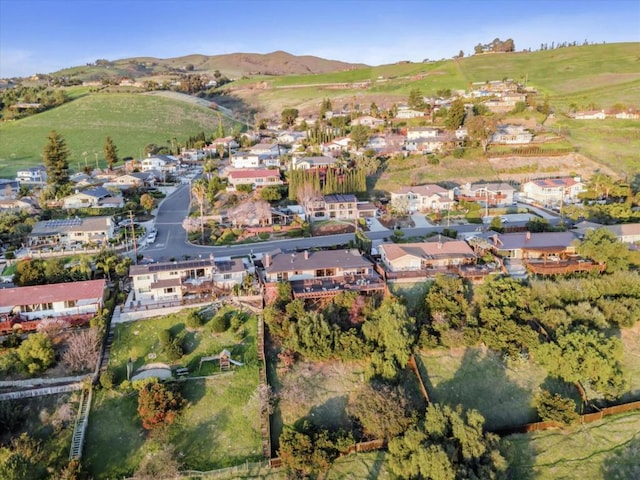 drone / aerial view with a mountain view