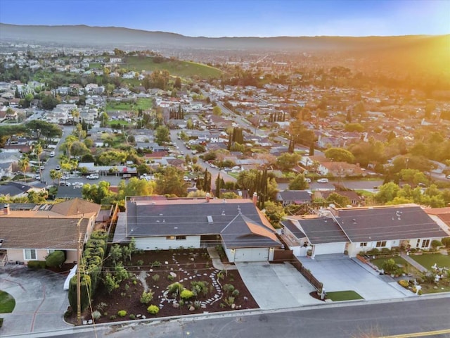 bird's eye view with a mountain view