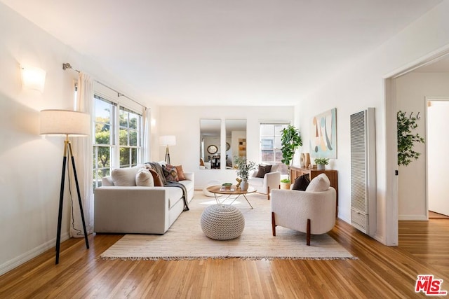 living room featuring light hardwood / wood-style flooring