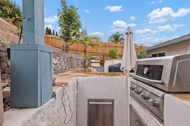 view of patio / terrace with an outdoor kitchen and a grill