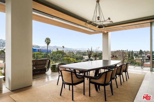 view of patio / terrace featuring a mountain view