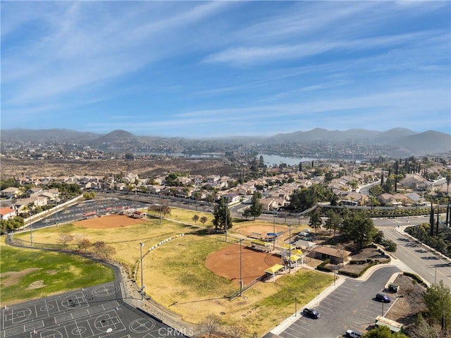 drone / aerial view with a mountain view