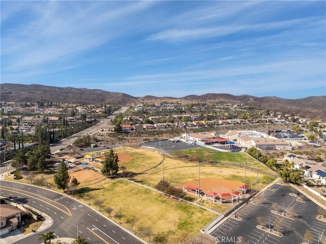 drone / aerial view with a mountain view