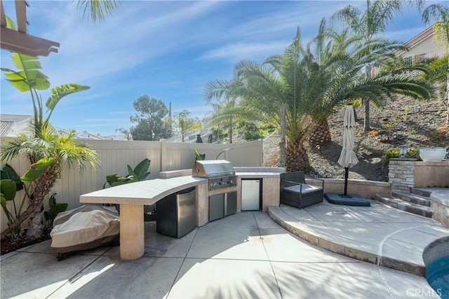 view of patio / terrace with area for grilling and a grill