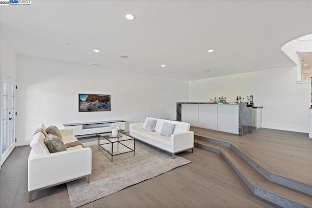 living room with light wood-type flooring