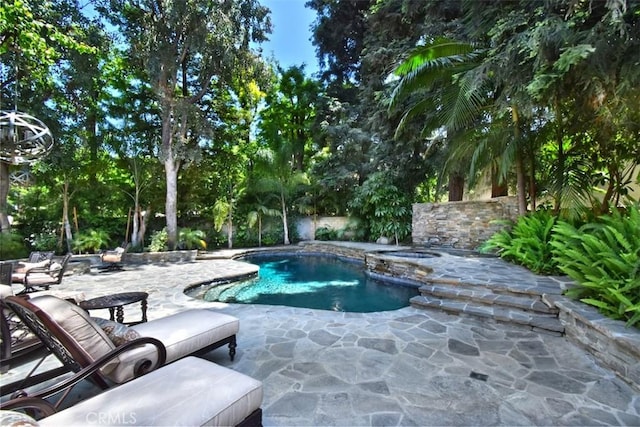 view of pool featuring a patio area