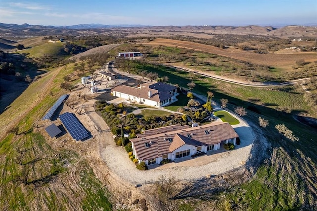 birds eye view of property with a mountain view